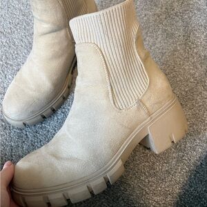 Sincerely Jules Tan Ankle Boots with Chunky Lug Sole